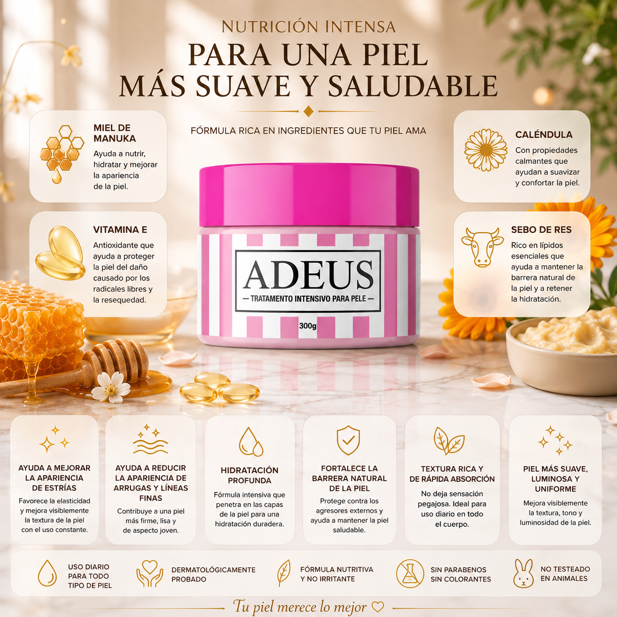 Crema Adeus Reafirmante 300 Gramos